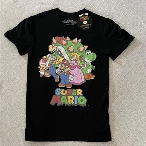 Nintendo Super Mario Black Graphic T-Shirt Adult sz S